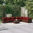 thumbnail image 1 of vidaXL 8 Piece Patio Lounge Set with Cushions Poly Rattan Brown, 3101755, 1 of 7