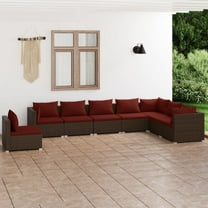 vidaXL 8 Piece Patio Lounge Set with Cushions Poly Rattan Brown