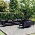 thumbnail image 1 of vidaXL 8 Piece Patio Lounge Set with Cushions Poly Rattan Dark Gray, 1 of 7