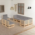 thumbnail image 1 of vidaXL 8 Piece Patio Lounge Set with Cushions Solid Pinewood, 1 of 8