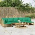 thumbnail image 1 of vidaXL 8 Piece Patio Lounge Set with Green Cushions Bamboo, 1 of 9