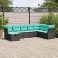 thumbnail image 1 of vidaXL 8 Piece Patio Sofa Set with Cushions Black Poly Rattan, 1 of 6