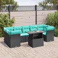 thumbnail image 1 of vidaXL 8 Piece Patio Sofa Set with Cushions Black Poly Rattan, 1 of 6