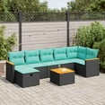 thumbnail image 1 of vidaXL 8 Piece Patio Sofa Set with Cushions Black Poly Rattan, 1 of 6