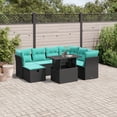 thumbnail image 1 of vidaXL 8 Piece Patio Sofa Set with Cushions Black Poly Rattan, 1 of 10