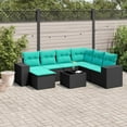 thumbnail image 1 of vidaXL 8 Piece Patio Sofa Set with Cushions Black Poly Rattan, 1 of 4