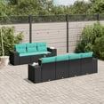 thumbnail image 1 of vidaXL 8 Piece Patio Sofa Set with Cushions Black Poly Rattan, 1 of 5