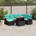 thumbnail image 1 of vidaXL 8 Piece Patio Sofa Set with Cushions Black Poly Rattan, 1 of 10