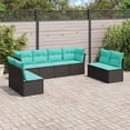 thumbnail image 1 of vidaXL 8 Piece Patio Sofa Set with Cushions Black Poly Rattan, 1 of 4