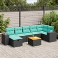 thumbnail image 1 of vidaXL 8 Piece Patio Sofa Set with Cushions Black Poly Rattan, 1 of 6