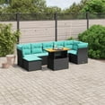 thumbnail image 1 of vidaXL 8 Piece Patio Sofa Set with Cushions Black Poly Rattan, 1 of 4