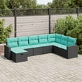 thumbnail image 1 of vidaXL 8 Piece Patio Sofa Set with Cushions Black Poly Rattan, 1 of 6