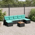 thumbnail image 1 of vidaXL 8 Piece Patio Sofa Set with Cushions Black Poly Rattan, 1 of 6