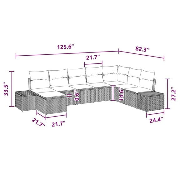 vidaXL 9 Piece Garden Sofa Set with Cushions Black Poly Rattan