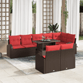 thumbnail image 1 of vidaXL 9 Piece Garden Sofa Set with Cushions Brown Poly Rattan, 1 of 5