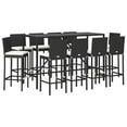 thumbnail image 1 of vidaXL 9 Piece Patio Bar Set with Cushions Black Poly Rattan, 1 of 16