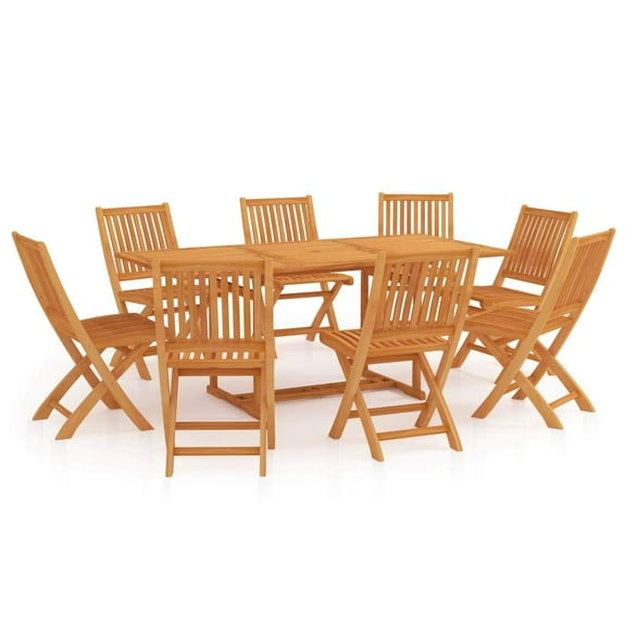 vidaXL 9 Piece Patio Dining Set Solid Teak Wood