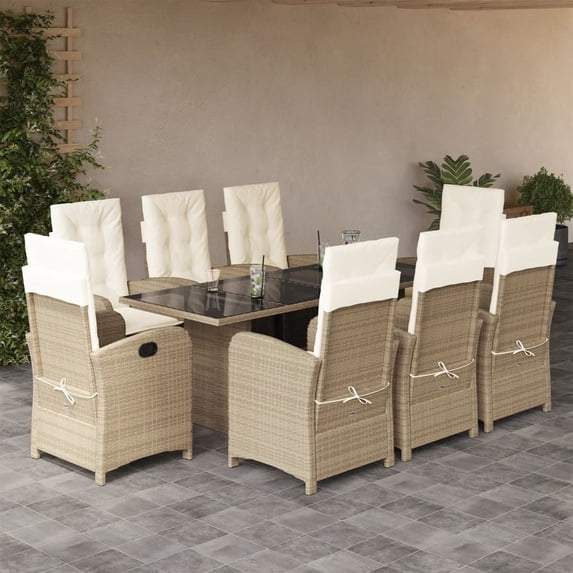vidaXL Garden Dining Set Beige, Black