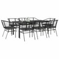 thumbnail image 1 of vidaXL 9 Piece Patio Dining Set with Cushions Black Poly Rattan Glass, 1 of 10