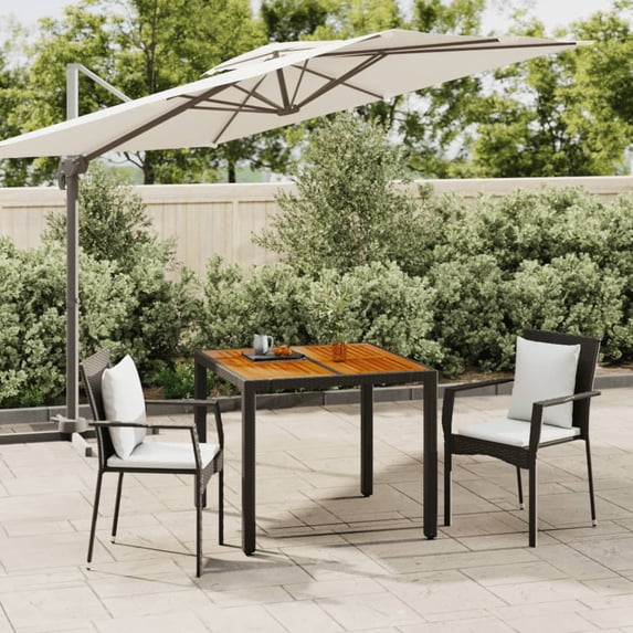 vidaXL 9 Piece Patio Dining Set with Cushions Black Poly Rattan