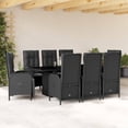 thumbnail image 1 of vidaXL 9 Piece Patio Dining Set with Cushions Black Poly Rattan, 1 of 8