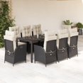 thumbnail image 1 of vidaXL 9 Piece Patio Dining Set with Cushions Black Poly Rattan, 1 of 9