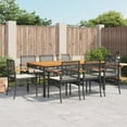 thumbnail image 1 of vidaXL 9 Piece Patio Dining Set with Cushions Black Poly Rattan, 1 of 8
