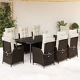 thumbnail image 1 of vidaXL 9 Piece Patio Dining Set with Cushions Brown Poly Rattan, 1 of 10