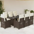 thumbnail image 1 of vidaXL 9 Piece Patio Dining Set with Cushions Brown Poly Rattan, 1 of 9