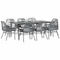 thumbnail image 1 of vidaXL 9 Piece Patio Dining Set with Cushions Gray Poly Rattan Glass, 1 of 10