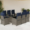 thumbnail image 1 of vidaXL 9 Piece Patio Dining Set with Cushions Gray Poly Rattan, 1 of 6