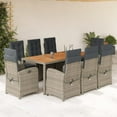 thumbnail image 1 of vidaXL 9 Piece Patio Dining Set with Cushions Gray Poly Rattan, 1 of 12