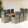 thumbnail image 1 of vidaXL 9 Piece Patio Dining Set with Cushions Gray Poly Rattan, 1 of 6