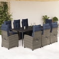 thumbnail image 1 of vidaXL 9 Piece Patio Dining Set with Cushions Gray Poly Rattan, 1 of 9