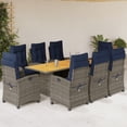 thumbnail image 1 of vidaXL Garden Dining Set Grey PE Rattan Large Adjustable Armrests, 1 of 2