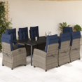 thumbnail image 1 of vidaXL 9 Piece Patio Dining Set with Cushions Gray Poly Rattan, 1 of 10