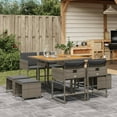 thumbnail image 1 of vidaXL 9 Piece Patio Dining Set with Cushions Gray Poly Rattan, 1 of 11