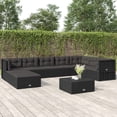 thumbnail image 1 of vidaXL 9 Piece Patio Lounge Set with Cushions Black Poly Rattan, 1 of 9