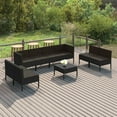 thumbnail image 1 of vidaXL 9 Piece Patio Lounge Set with Cushions Poly Rattan Black, 3094361, 1 of 6