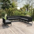 thumbnail image 1 of vidaXL 9 Piece Patio Lounge Set with Cushions Poly Rattan Black, 1 of 4