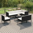 thumbnail image 1 of vidaXL 9 Piece Patio Lounge Set with Cushions Poly Rattan Black, 1 of 7