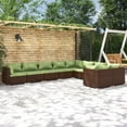 thumbnail image 1 of vidaXL 9 Piece Patio Lounge Set with Cushions Poly Rattan Brown, 1 of 7