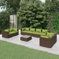 thumbnail image 1 of vidaXL 9 Piece Patio Lounge Set with Cushions Poly Rattan Brown, 1 of 12