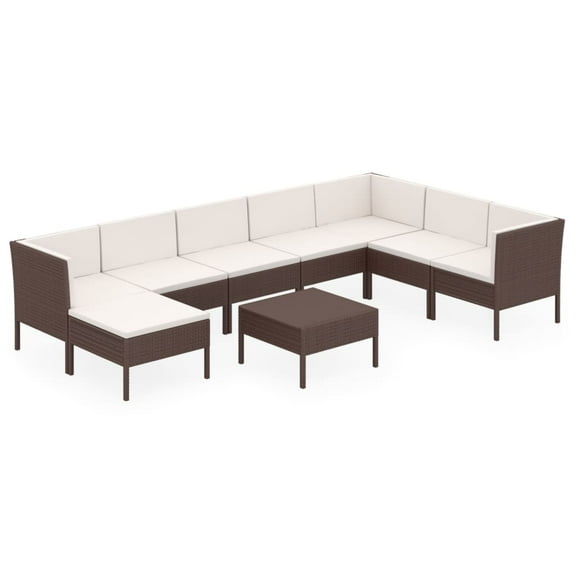 vidaXL Garden Lounge Set Brown, Cream White