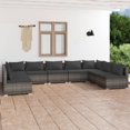 thumbnail image 1 of vidaXL 9 Piece Patio Lounge Set with Cushions Poly Rattan Gray, 1 of 8
