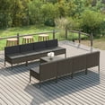 thumbnail image 1 of vidaXL 9 Piece Patio Lounge Set with Cushions Poly Rattan Gray, 1 of 5