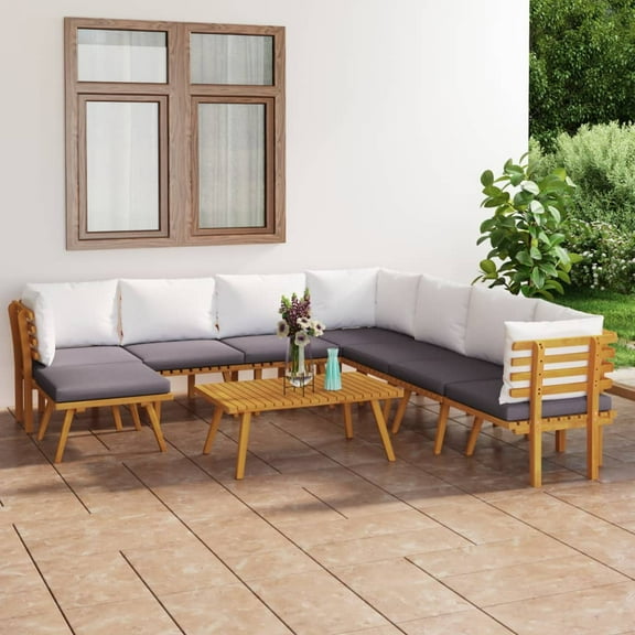 vidaXL 9 Piece Patio Lounge Set with Cushions Solid Acacia Wood