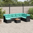 thumbnail image 1 of vidaXL 9 Piece Patio Sofa Set with Cushions Black Poly Rattan, 1 of 5
