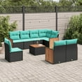 thumbnail image 1 of vidaXL 9 Piece Patio Sofa Set with Cushions Black Poly Rattan, 1 of 4
