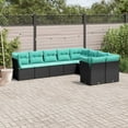 thumbnail image 1 of vidaXL 9 Piece Patio Sofa Set with Cushions Black Poly Rattan, 1 of 4